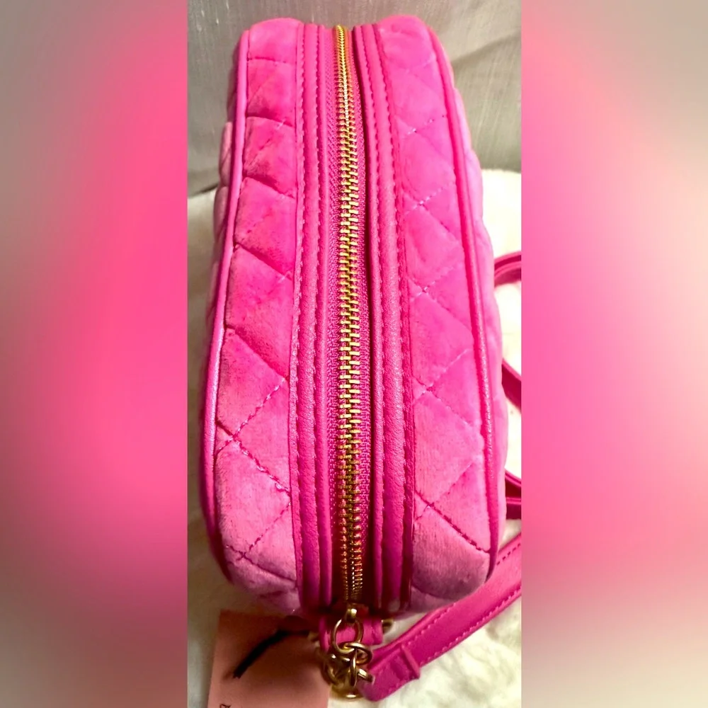 NEW Juicy Couture Fuzzy Hot Pink Quilted Crossbody Bag